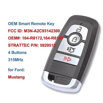 Smart Remote Car Key 4 Button 315Mhz for Ford Mustang FCC ID: M3N-A2C93142300 - Image 1 of 4