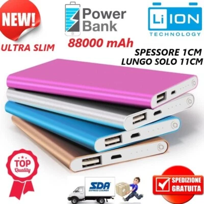 POWER BANK CARICABATTERIE ULTRA SLIM  88000 mAh 1 USB + MICRO USB RICARICABILE - Immagine 1 di 4