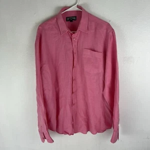 Vilebrequin Shirt Men’s Pink Linen Long Sleeve Button Up Mens Size XL - Picture 1 of 6