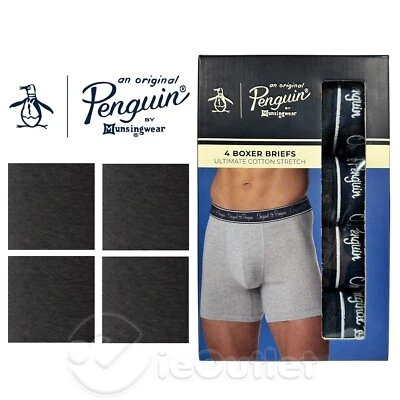 NUEVO Original PENGUIN Munsingwear Ultimate Algodón Elástico Calzoncillos Boxer Paquete de 4 Nuevos en Caja Foto 1 de 4