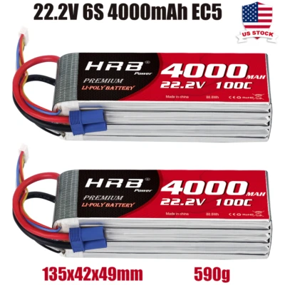 HRB 6S 4000mAh Lipo Battery 22.2V 100C EC5 For RC Car Truck Helicopter Drone - Image 1 of 4