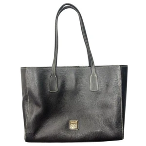 Dooney & Bourke Black Leather Pebble Grain Tote Shoulder Bag Purse Red Interior - Picture 1 of 15