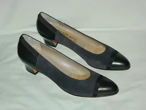 Scarpe décolleté eleganti donna Ferragamo grigio pelle scamosciata tacco 8,5 AAAA - Foto 1 di 8