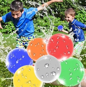 12 Refillable Water Balloons - Reusable Self Sealing Balls Multicoloured 6cm - Picture 1 of 4
