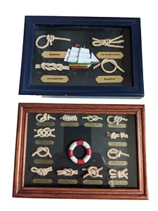 2er Set nautische Knoten gerahmte Anzeige kleine Holzrahmen 4,5 Zoll x 6,5 Zoll - Bild 1 von 5