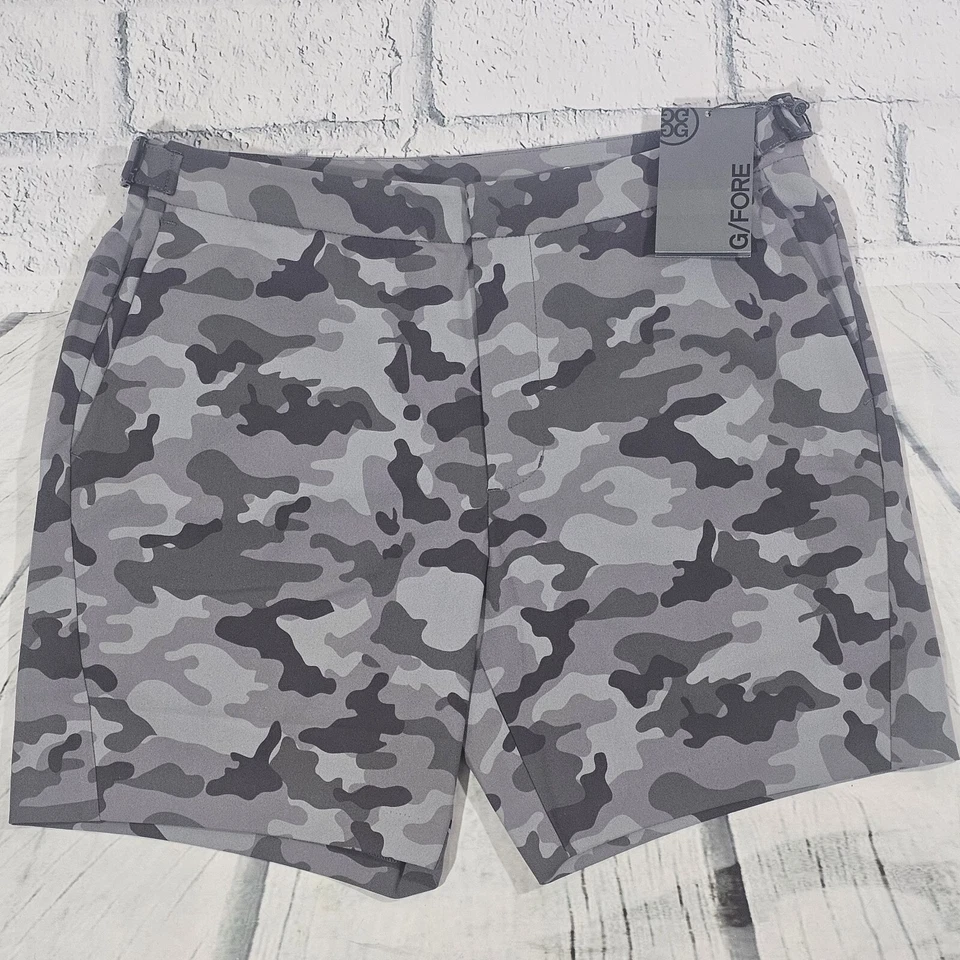 G/Fore G4 Golf Shorts Camo Print 34 Gray Polyester