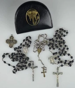 VINTAGE STERLING SILVER ROSARY MEDAL LOT - CALL A PRIEST MEDAL - BRONZE ROSARY - Picture 1 of 22