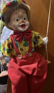 Antique Porcelain Clown On A Swing - Picture 1 of 4