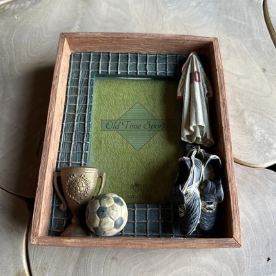 Vintage Soccer Picture Frame Russ Old Time Sports 3.5x5” Ceramic EUC - Image 1 of 4