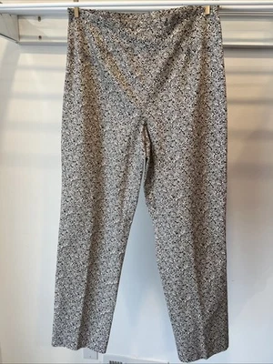 Pantalones Anne Taylor elásticos para mujer talla 10 marrón profundo blancos florales pantalones rectos Foto 1 de 4