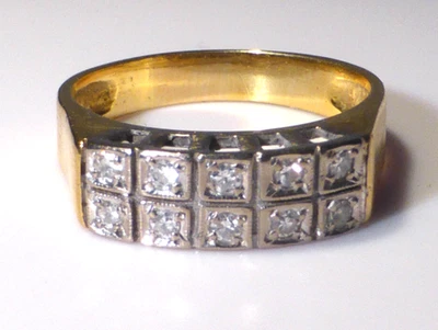 18ct Gold Signet Ring Diamond 5.4 grams Double Row UK Size R Boxed - Image 1 of 4