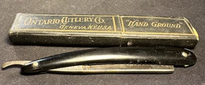 Ontario Cutlery CO ~ Rasiermesser mit gerader Kante schwarzer Griff mit Box Othello #64 NY USA - Bild 1 von 10