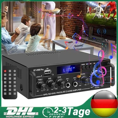 HiFi Verstärker mit Bluetooth 1200W Party Musik Equipment AUX Anlage Stereo Audi - Bild 1 von 4