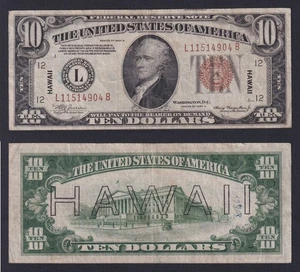 Banconota United States 10 dollars 1934 A HAWAII P.-39a BB/VF - Picture 1 of 1