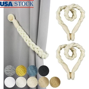 2 Pack Magnetic Cotton Curtain Tiebacks Hand-Woven Soft Holdbacks Home Decor New - Picture 1 of 7