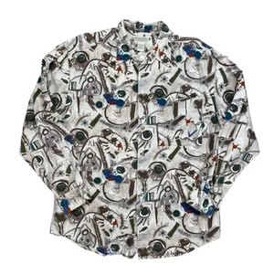 Camicia SAFARI VINTAGE BANANA REPUBLIC manica lunga con bottoni uomo grande azteca western - Foto 1 di 13