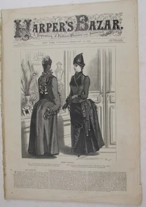 HARPERS  BAZAR  FEBRUARY 14 1885 WITH RARE VICTORIAN FASHION PATTERN SHEET NO. 7 - Picture 1 of 12