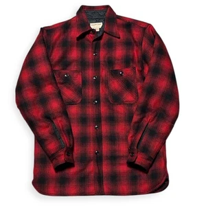 SUGAR CANE USA Wool Shirt Jacket Red Black Ombre CPO Quilted Size L 16-16.5 - Picture 1 of 10
