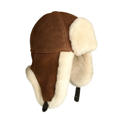 Handmade Real Shearling Leather Trapper  Hat —  Warm Winter Trapper Hat for men - Image 1 of 4
