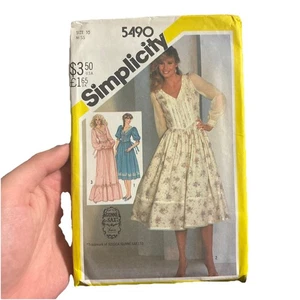Simplicity 5490 Misses Dress 2 lengths Gunne Sax puff sleeves size 10 Uncut - Picture 1 of 2