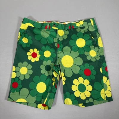 Pantalones Cortos Loudmouth Para Hombres 40 Verde Floral Margarita Golf Elastizados Chino Estampado Frente Plano Foto 1 de 4