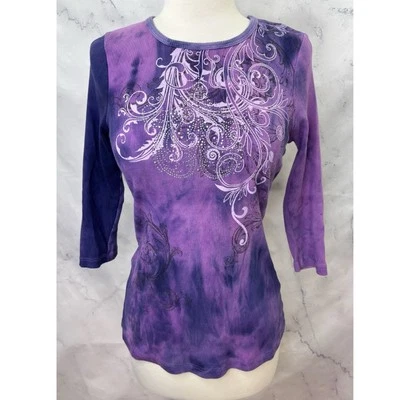 Camisa Top Vintage Y2k Suzie Púrpura Acanalada S Gráfica Brillante Brillante Nostalgia Años 00 Foto 1 de 4