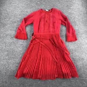 Karen Millen Dress Womens US 6 Red Pleated Long Sleeve Midi Evening Party - Picture 1 of 11