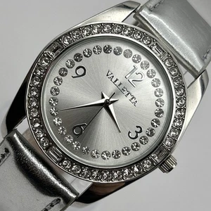 Valletta Watch Women's Silver Tone Crystal Accent Bezel & Dial NEW BATTERY 7" - Picture 1 of 10