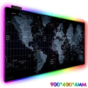 Tapis de Souris Gamer Lumineux Carte Monde LED RVB USB 7 couleurs Gaming - Photo 1/5