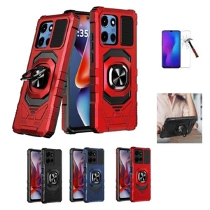 For Motorola Moto G Power 5G 2025, Ring Stand Cover Case + Tempered Glass - Picture 1 of 17