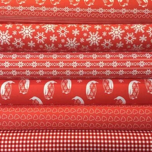 Fabric Freedom Nordic Christmas 100% Cotton Fabric FQ Craft Quilting Patch Red - Picture 1 of 15