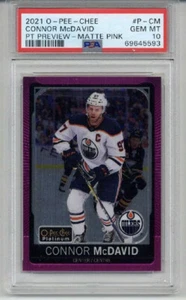 2021 O-PEE-CHEE PLATINUM PREVIEW MATTE PINK CONNOR MCDAVID OILERS PSA 10 LOW POP - Picture 1 of 2