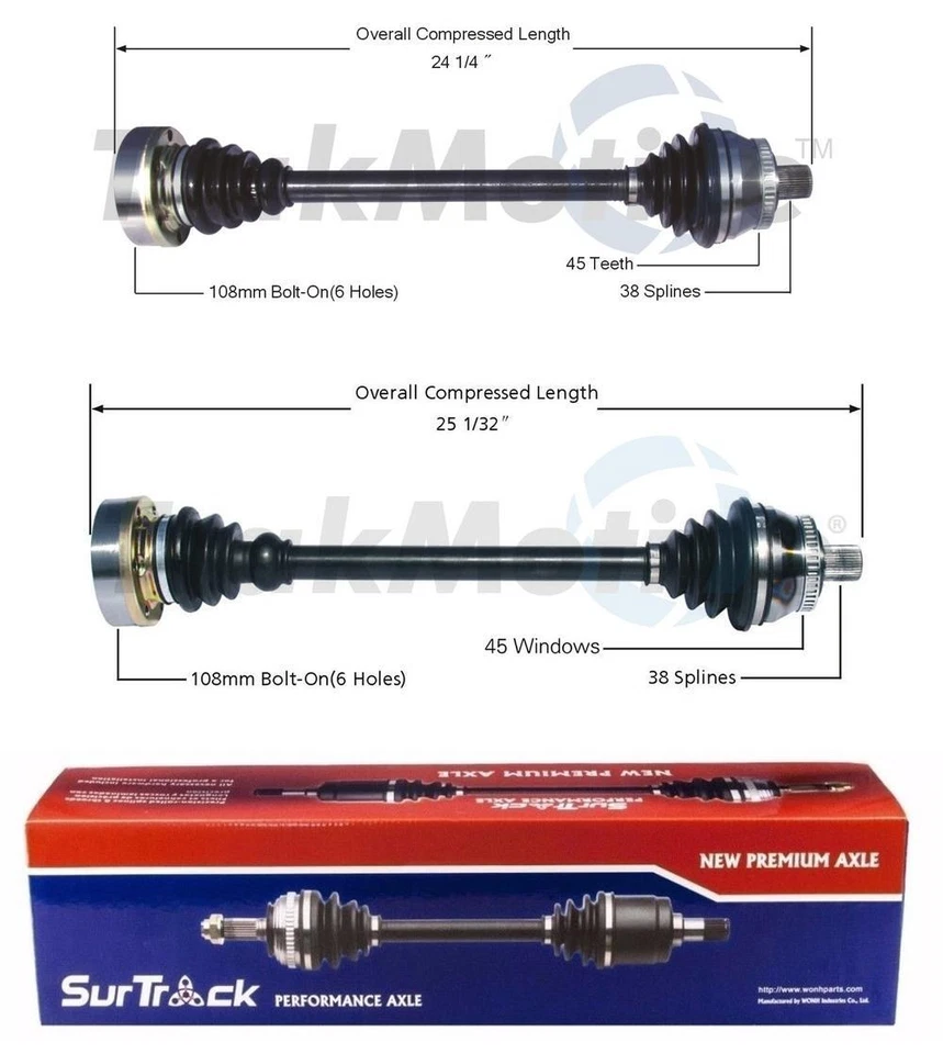 Par de ejes delanteros CV para Audi A4 S4 00-02 SurTrack Set con transmisión estándar. Foto 1 de 1