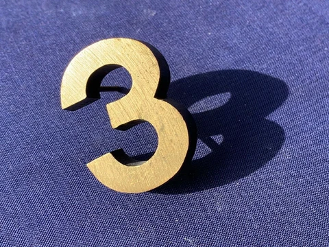 Number 3 Vintage 1980 Metal Letters Number Made in Europe Hand Made 3D FREE POST Cover