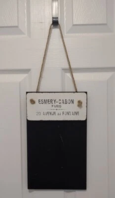 Paris Themed Wood Blackboard Chalkboard w/ Rope Message Notice Sign ESMERY CABON - Image 1 of 3