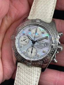 BREITLING 40MM REF A13358 CHRONOGRAPH WITH BEAUTIFUL DIAMOND & MOP DIAL. - Picture 1 of 8