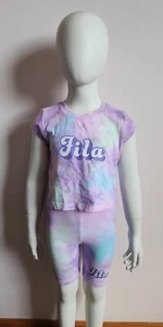 Fila Girls Liv Tie Dye Printed Short Sleeve T Shirt & Bike Shorts Set Size 1 New - Picture 1 of 6