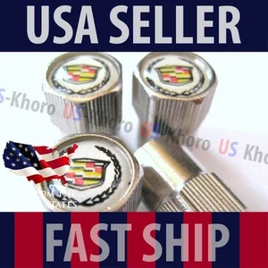 Cadillac Logo Valves Stems Caps Covers Chromed Metal Tire Car Wheel Emblem 1 USA - Picture 1 of 4
