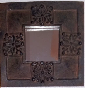 Kohl's Vintage Wall Mirrors Set of 3 Rust Brown Embossed Resin Decor Accent 6" - Picture 1 of 8