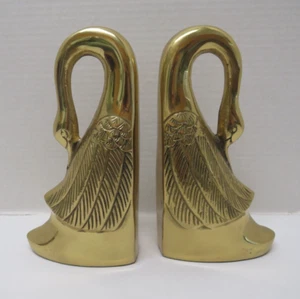 Vintage Polished Brass Swan Bookends Made in Korea 8" - Bild 1 von 13