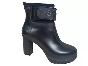 Sorel Medina III Black High Chunky Heel Platform Rain Boot Women's Size 8.5 - Picture 1 of 12