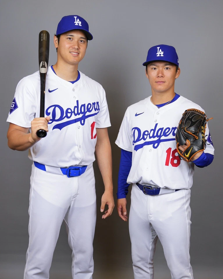 8x10 Photo SHOHEI OHTANI & YOSHINOBU YAMAMOTO Los Angeles Dodgers MVP Vertical - Image 1 of 1