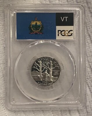 2001-S 25c Vermont SILVER State Flag Label Quarter Proof 70 Coin PCGS PR70 DCAM - Image 1 of 2