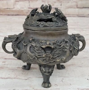 Heiß gegossener Drache Weihrauchbrenner Bronze mythische Skulptur Figur Statue Figur - Bild 1 von 10