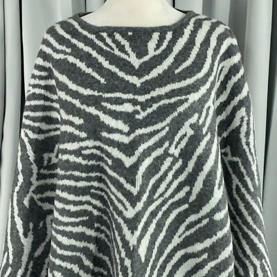 Suéter Ann Taylor Mujer XS Pequeño Gris Estampado Animal Poncho Mezcla Lana Suave Foto 1 de 4