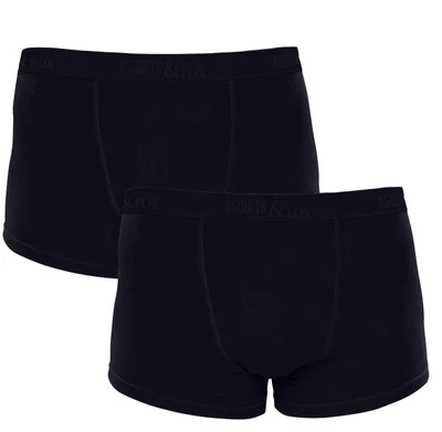 Paquete de 2 calzoncillos boxer para hombre ricos en algodón negro azul marino verde ropa interior para hombre Foto 1 de 4