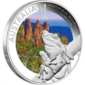 Australia Celebrate Tree Frog SYDNEY GREATER BLUE MOUNTAIN ANDA Silver Coin 2011 - Picture 1 of 7
