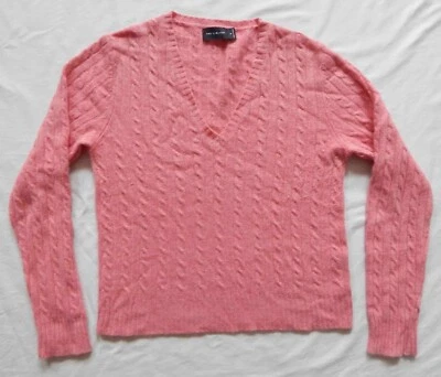 Suéter Rosa Cuello en V Tejido con Cable - Mediano Para Mujer The Limited Lana Cachemira Angora Foto 1 de 4
