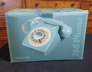 NEW French Blue WILD & WOLF 746 Phone 1960s Design Classic Retro Dial Telephone - Picture 1 of 8