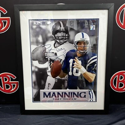 Peyton & Archie Manning Signed 16x20 Framed Photo PSA Colts Saints LE 74/100 - Image 1 of 4